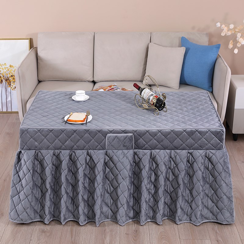 新款冬季长方形烤火炉桌罩电取暖加绒茶几罩夹棉烤火被加厚裙摆