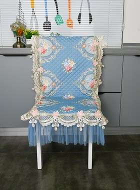高档半包花卉椅套椅垫套装凳子套家用蓝色定制餐椅垫灰色餐桌椅子