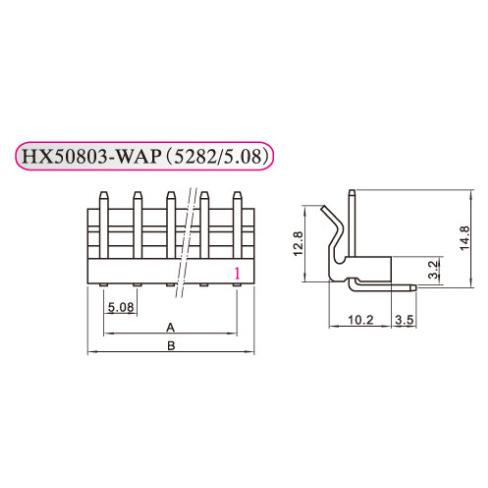 HX红星50803 CH5.08-2WAP/3A/4A/5A/6A/7A/8A 弯针座 平弯 5.08