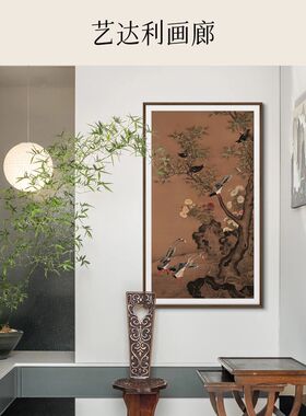 吕纪桂菊山禽图玄关客厅沙发背景墙法式中古风芭莎艺术挂画装饰画
