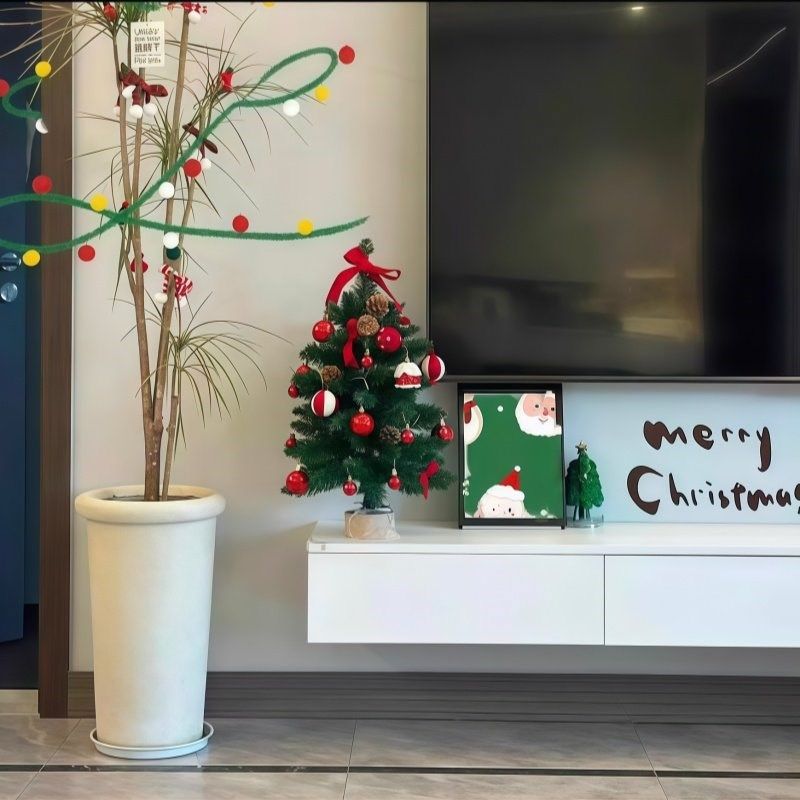 迷你圣诞树小型桌面装饰摆件全套diy客厅玄关店铺氛围感布置道具