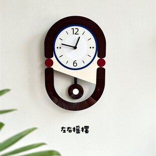 文艺覆古简约奶油风创意装饰挂墙钟表客厅静音时钟挂钟摇摆款摆件