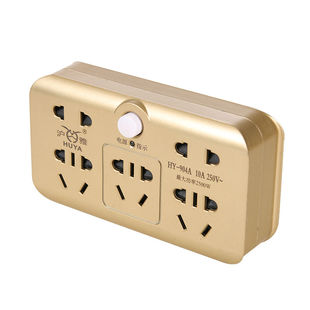 沪雅金色安全门插座转换器无线排插USB扩展多功能插头家用一转多