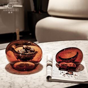 晶淳 水果盘家用时尚高颜值现代 艺术装饰干果盘极简泥色收纳摆件