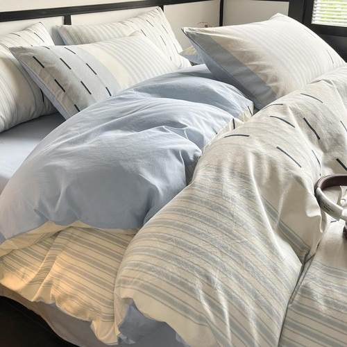 简约全棉床上四件套2025新款冬季提花纯棉床单被套床笠款床品