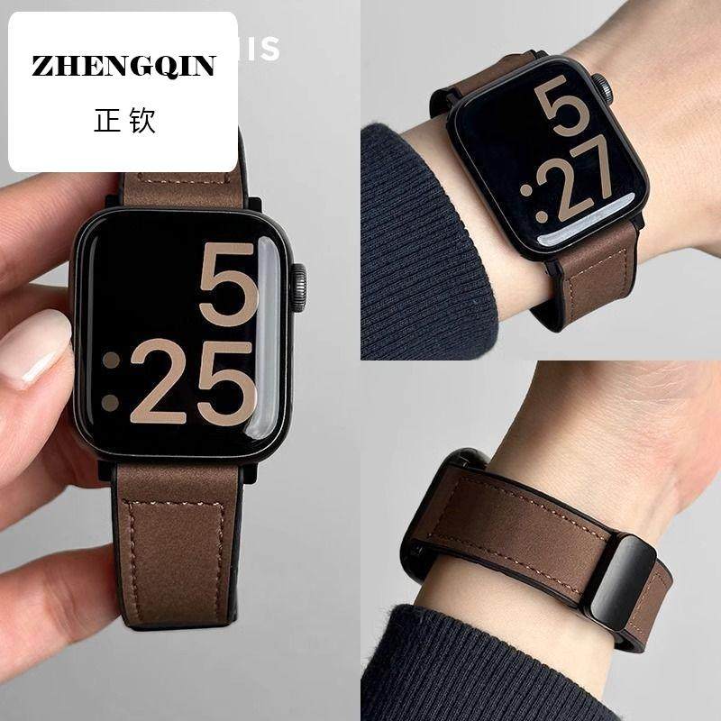 新疯马纹皮硅胶磁吸扣Applewatch10表带适用苹果手表SE秋冬高颜值,手表,配件,淘宝优惠券,粉丝福利购,淘宝优惠卷