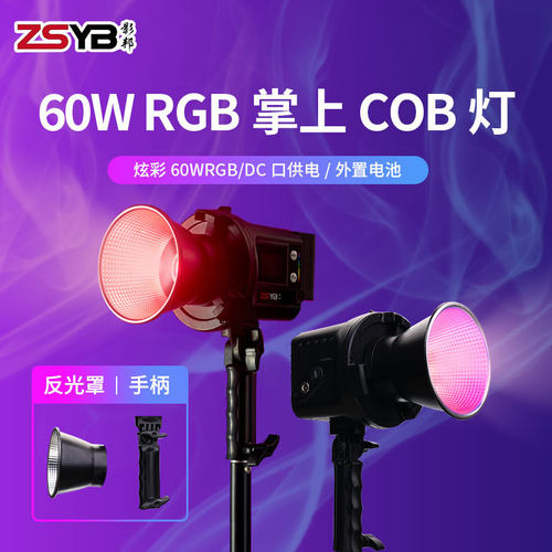 60W RGB氛围补光灯主播专用打光灯户外拍摄人像摄影手持LED外拍灯
