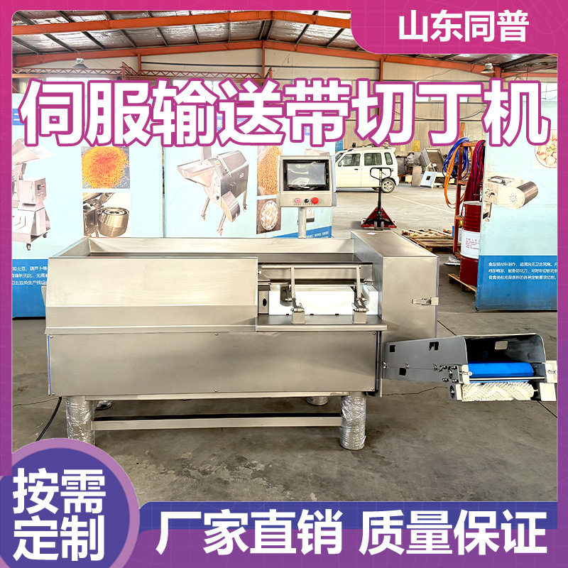 三维冻肉切丁机 多功能果蔬切粒机 输送带切鸡肉丁机器厂家