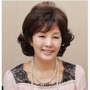 高档式中老年假发女短发年时尚短卷发送妈妈烫卷中士中长全头套假