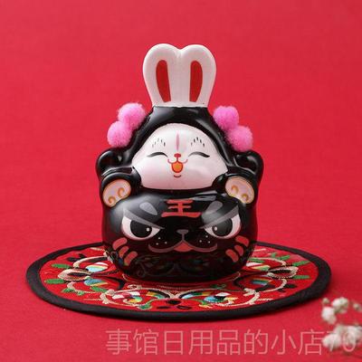 高档国泥潮陶瓷兔爷兔年吉物摆件老北京中秋节装祥饰物塑礼出国小