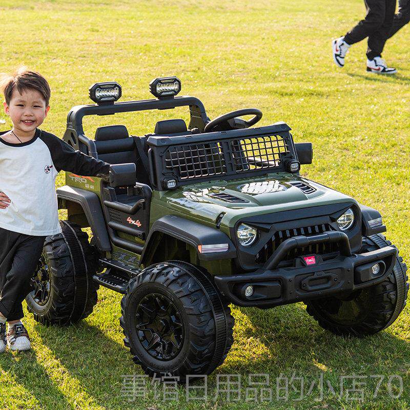 高档双座儿童车电车动四轮汽男女宝宝四驱车遥控玩具小人孩可坐越