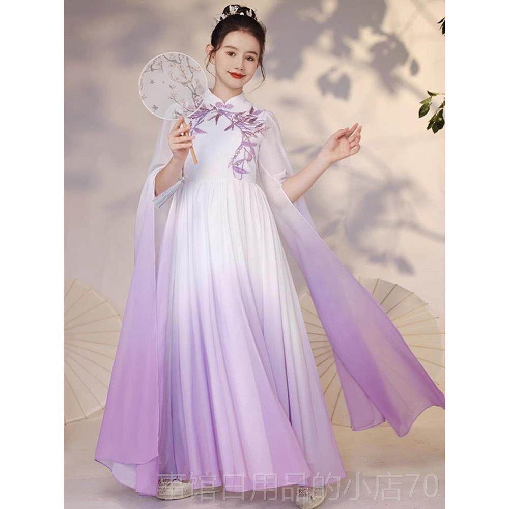 高档儿奏童美古琶筝演服中式女孩比赛术考试演奏服乐器二胡琵演奏