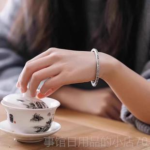 高档泰老银匠罗999银森系复古手镯男士女款情侣民族风礼物足银纯
