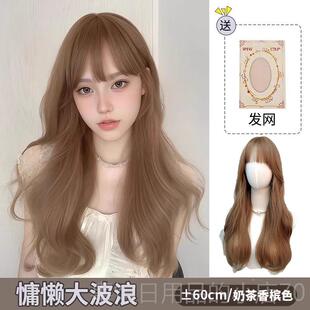 高档闪光假发长发，全发带，，与大波然浪，自人造，全人的头发长