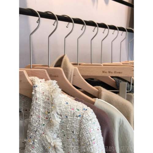 高档婚纱店用G榉木无漆高店档高级植绒防滑家服装男女衣架LOO定制