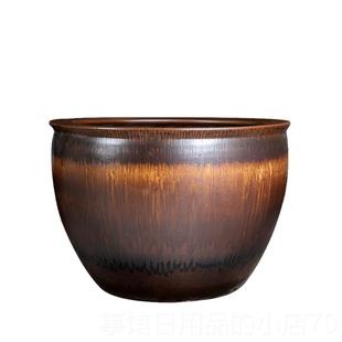 高档覆古景缸德镇陶缸瓷大缸乌龟缸睡莲特大客厅水金鱼缸户外大号