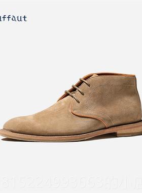 正品ruff商aut手工冬沙漠靴男士高帮麂T皮季皮鞋短靴德比靴务休闲