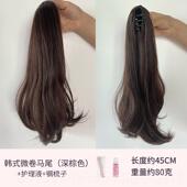 假发微卷绑带假马可发扎长发辫子假 直发网红高马尾尾 正品 抓夹式