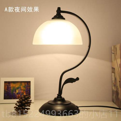 正品新中式调古典美式复寝室床头台灯 可光玻古璃式装饰欧LED灯