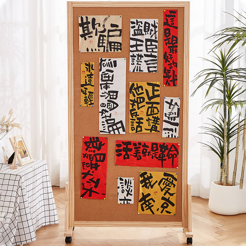 实木框磁性书法毛毡墙板照片墙画板展览书画作品展示板磁吸铁白板
