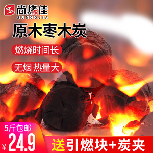 烧烤碳原木果木炭家用烧烤木炭无烟碳天然枣木炭室内耐烧烤肉木碳