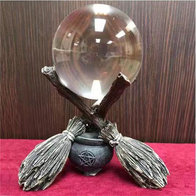 Besom水晶球摆件展示架树脂扫帚塔罗桌面装饰支架水晶球底座球座