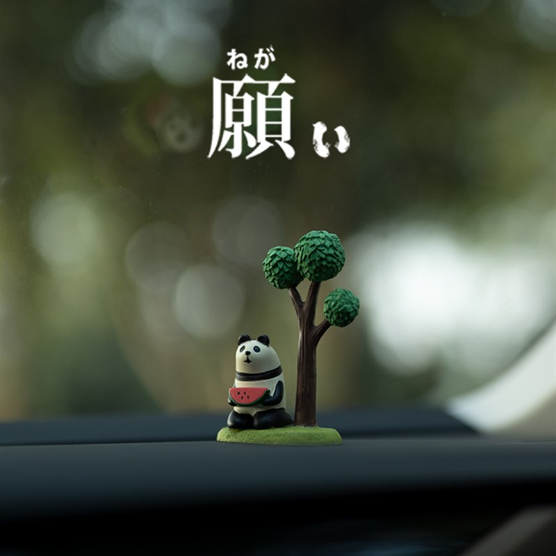 树下吃西瓜的夏天~可爱小清新治愈系小猪企鹅中控台汽车摆件公仔