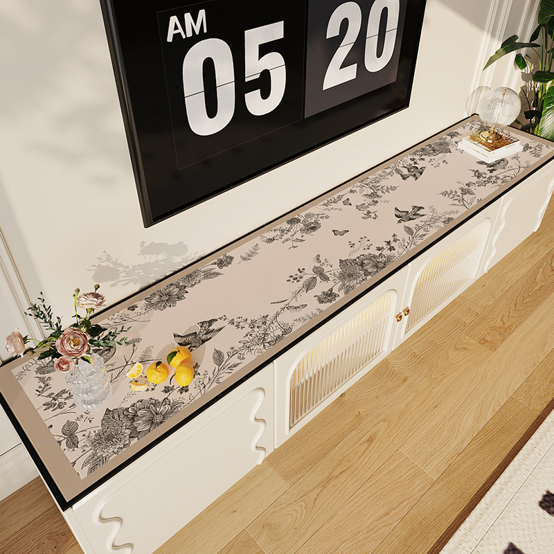 法式复古电视柜桌垫pvc免洗长条桌布茶几台面保护垫子盖布可裁剪