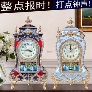 座钟表客厅卧室别墅家居装 整点报时石英钟座钟摆件16首音乐 饰欧式