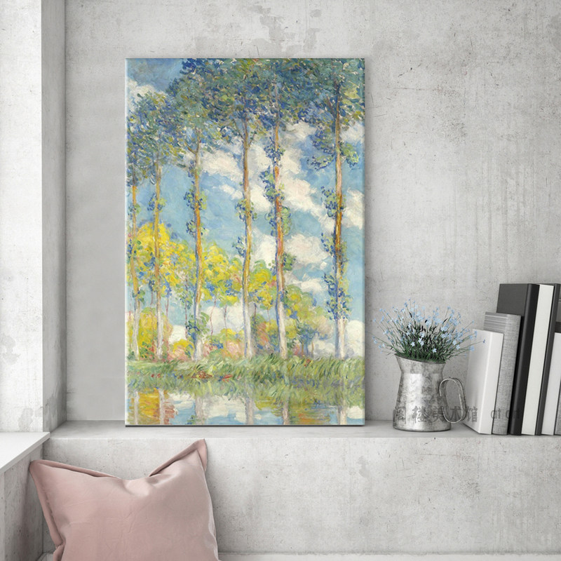 白杨树莫奈阁楼美术馆印象派艺术装饰画客厅卧室玄关民宿挂画