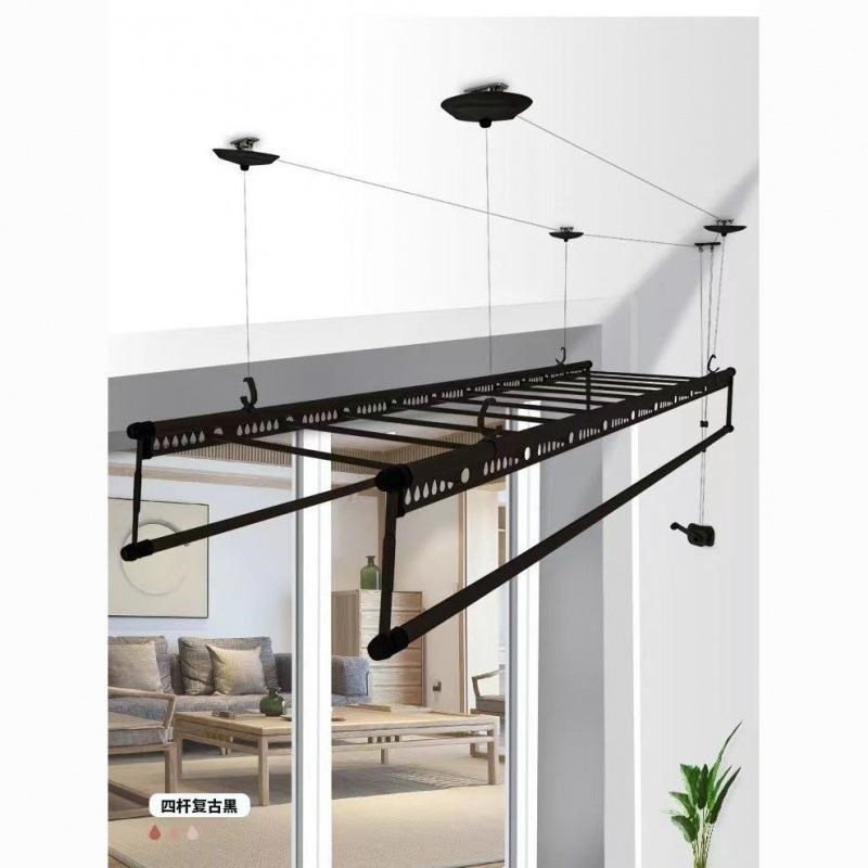 升降晾衣架阳台手摇双杆式晾衣杆室内家用自动折叠晒被手动独立站