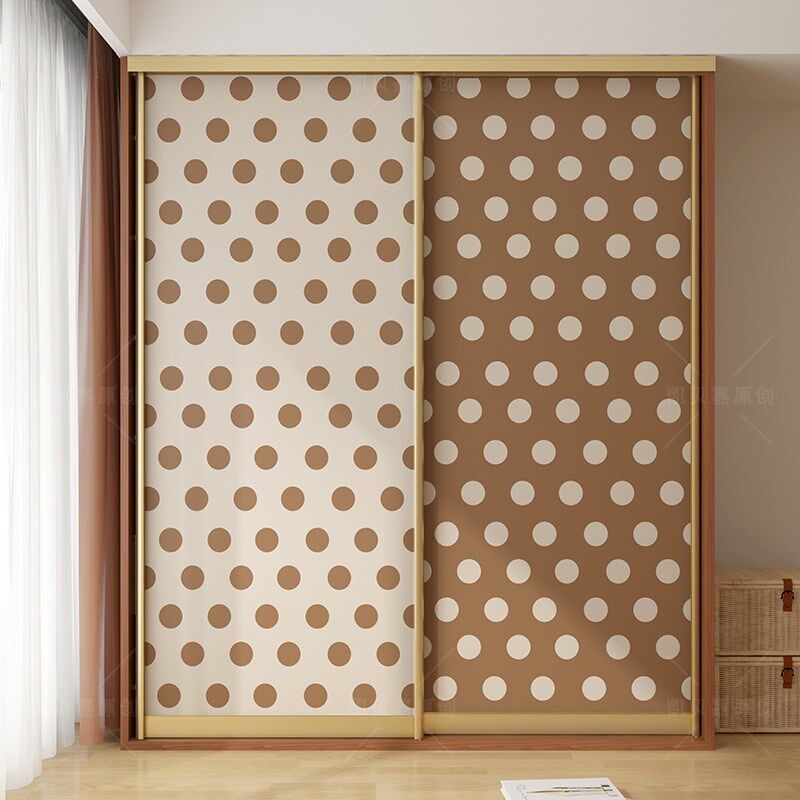 现代简约圆点装饰卧室衣柜门翻新贴画柜子移门改造贴纸加厚