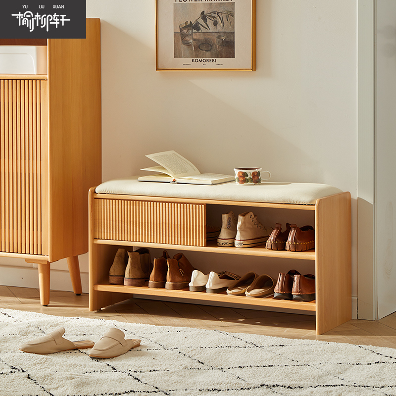 实木换鞋凳家用门口进门鞋架可坐式穿鞋凳进门凳入户鞋柜坐凳一体