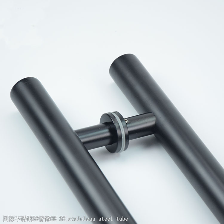 孔距00/900/1./1.5米不锈钢黑色大门扶手 圆管玻璃浴室门长拉手