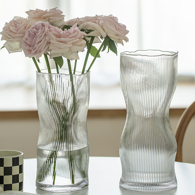 花瓶摆件客厅插花玻璃高级感透明水培水培鲜花百合专用简约大号高