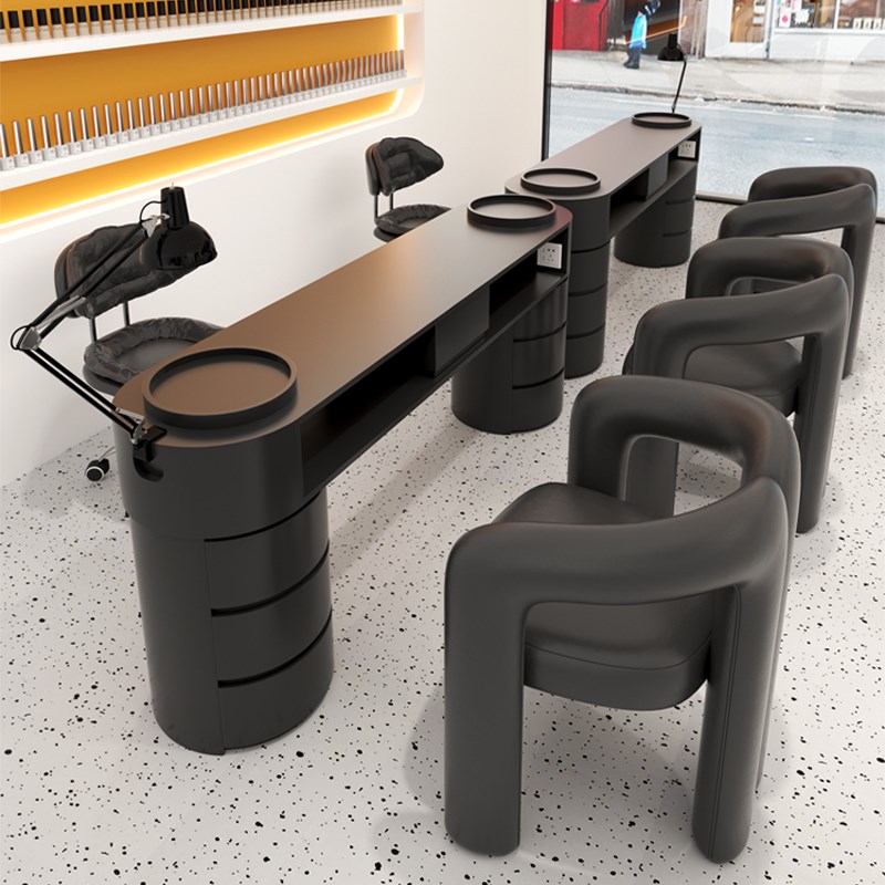 中闽芸尚奶油风吸尘器美甲桌椅装带插座烤灯单三人全美甲台