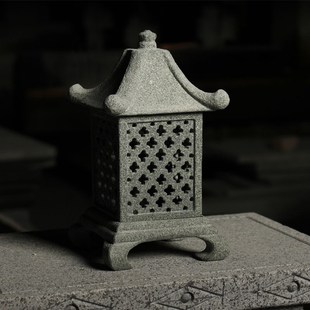石雕灯笼摆件青石微景观石头灯家居饰品复古小宫灯茶空间石器配套