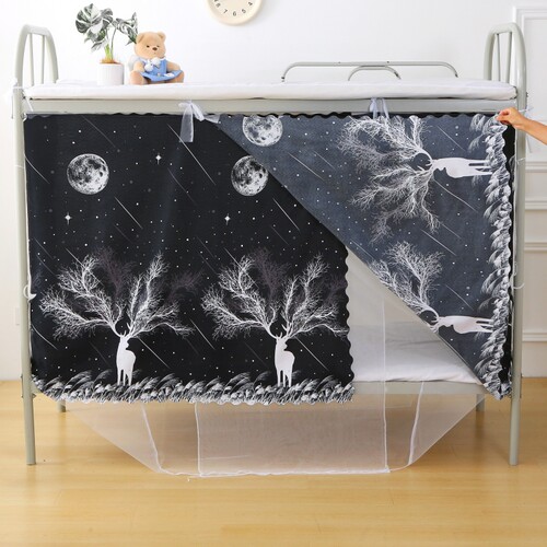 学生宿舍牀帘蚊帐一体式上下铺通用寝室单人牀遮光透气布帘子0.9m