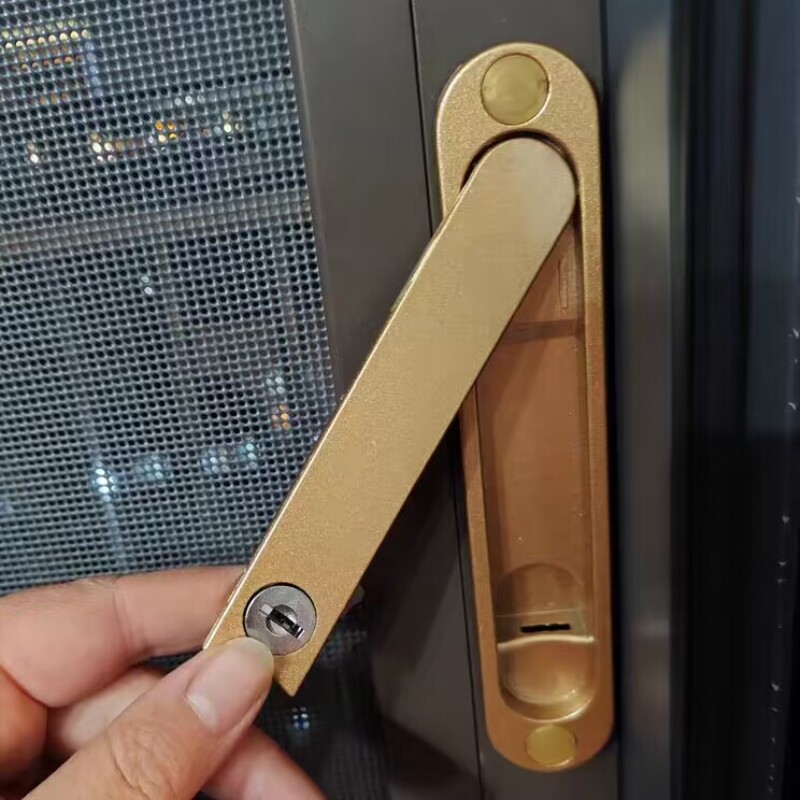 金刚网纱窗板手锁平开推拉隐藏锁条形带钥匙拉手扁平把手一字锁叉