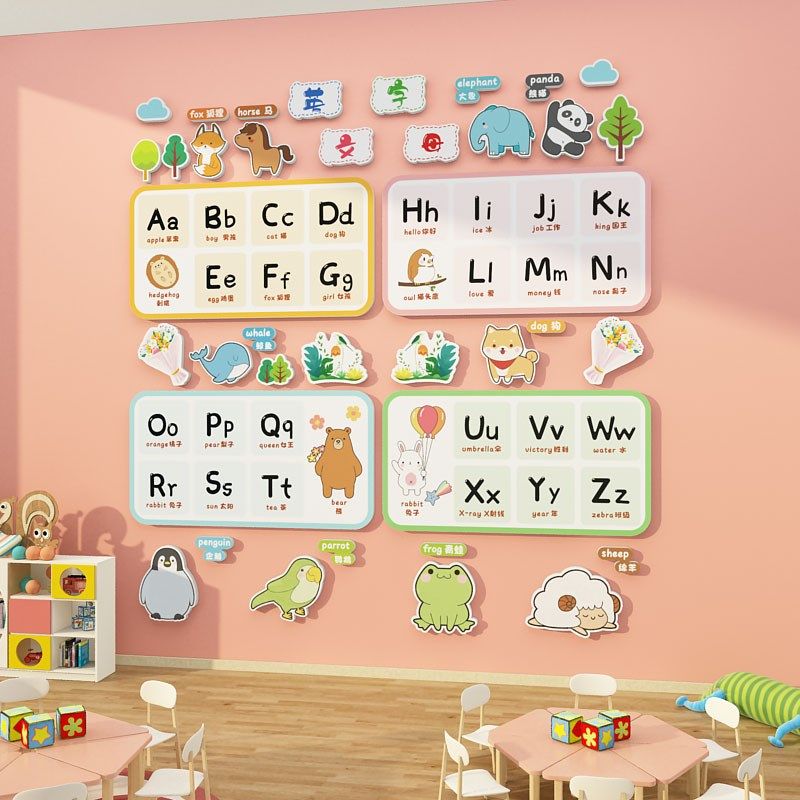 幼儿园墙面装饰环创主题墙成品教室布置儿童区英语字母表文化贴纸