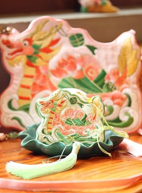 端午节安康香囊绿色龙形龙舟香袋汉服包国潮挎包艾叶本草荷包女