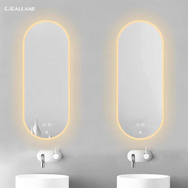 卫生间镜子 浴室发光镜挂墙壁挂厕所镜玻璃镜子贴墙led智能防雾镜