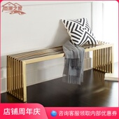 时尚 凳子不锈钢沙发边几矮凳 小方凳长条凳床尾凳梳妆凳小板凳换鞋