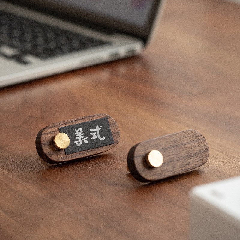 三思工房实木价格展示牌高档展会商品价格标签牌产品标签黑胡桃木