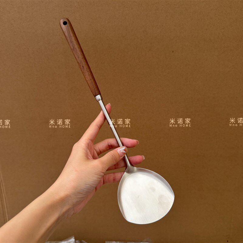 米诺家胡桃木304不锈钢小锅铲 炒菜勺汤勺铲子厨具不粘锅铲勺套装