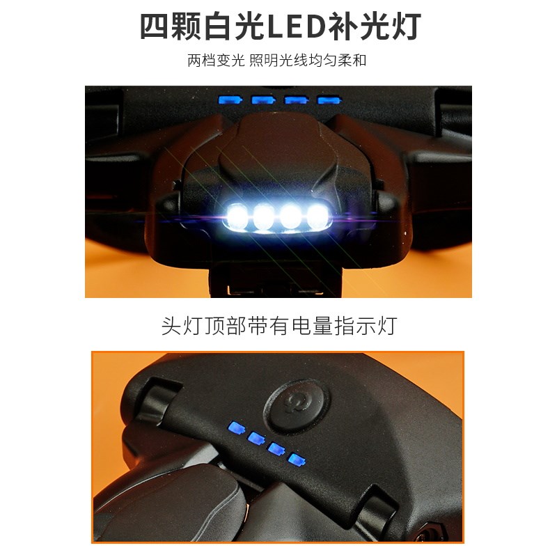 拜斯特黑色放大镜头戴式高清带灯USB充电焊接维修检验阅读学习100