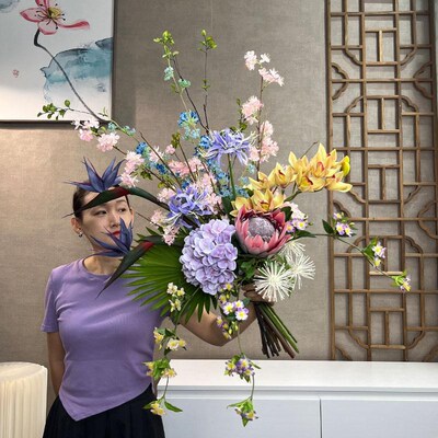诧寂风仿真花束客栈软装假花摆设民宿复古风帝王插花套装高端花艺