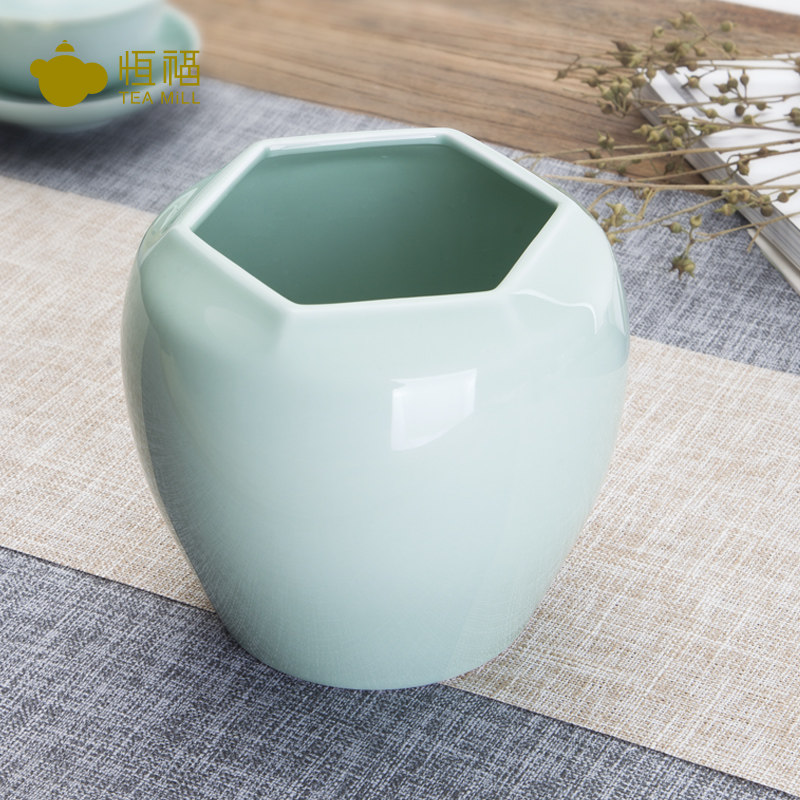 恒福功夫茶具茶道配件茶渣桶茶水桶家用办公室大号哥窑方圆茶渣桶