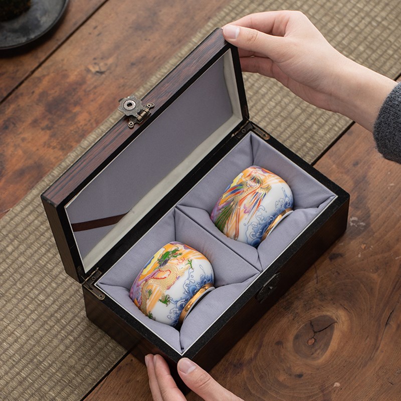 羊脂玉陶瓷主人杯个人专用茶杯单个家用品茗杯子龙凤对杯商务送礼