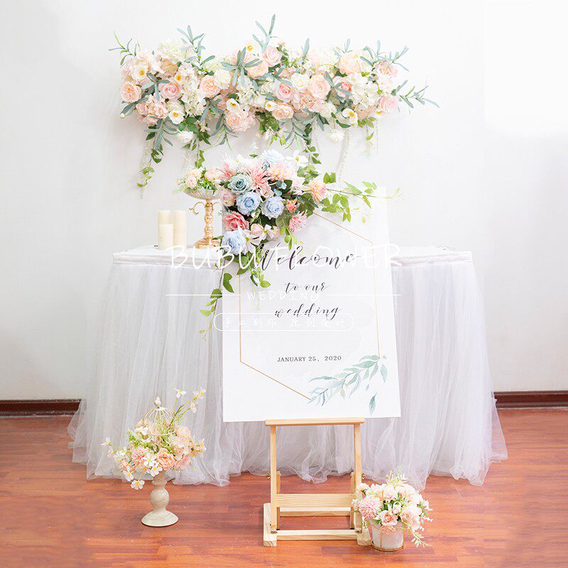 婚庆绢花道具婚礼迎宾区水牌花商场店铺橱窗指示牌假花仿真花装饰